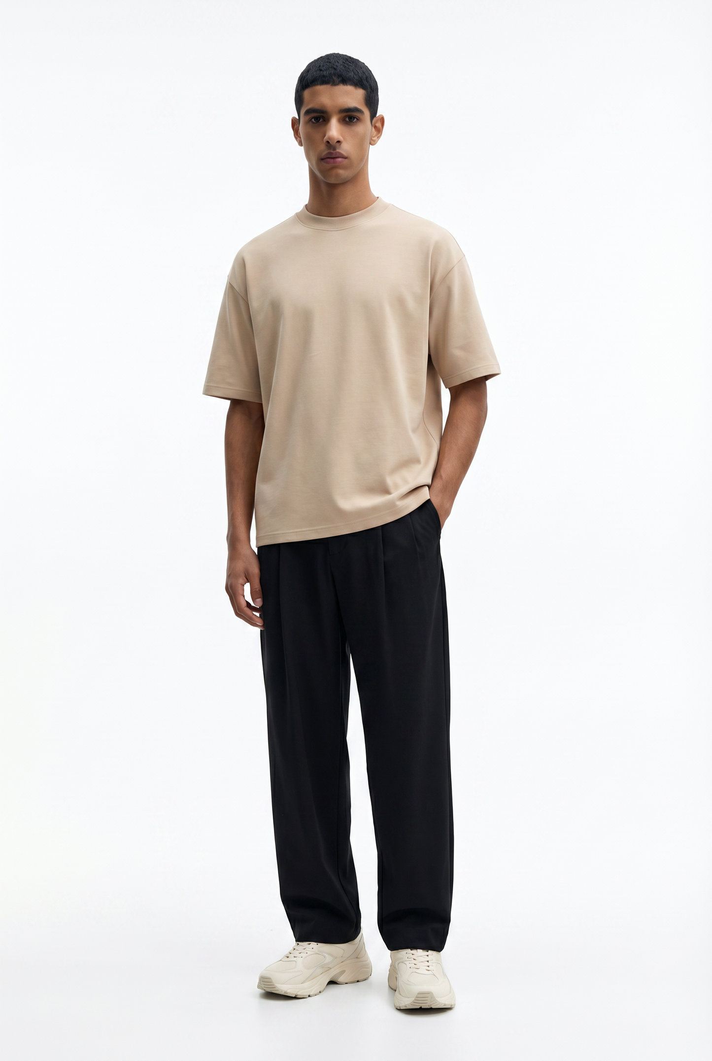 Sand Beige Boxy Fit T-Shirt