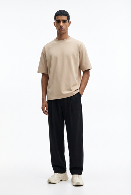 Sand Beige Boxy Fit T-Shirt