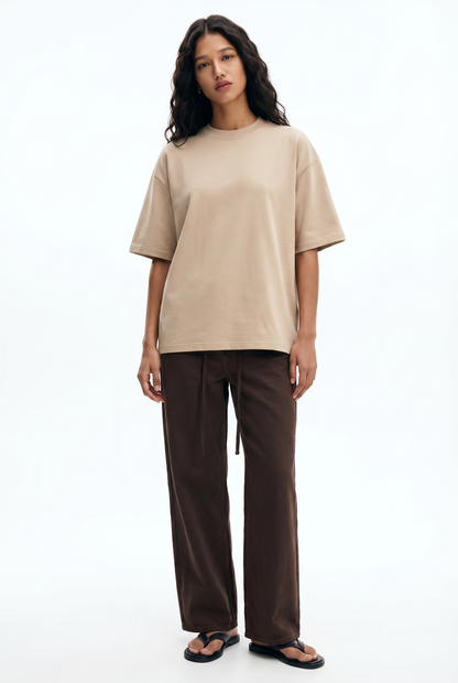 Sand Beige Boxy Fit T-Shirt