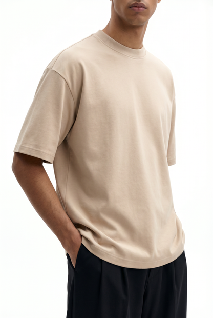 Sand Beige Boxy Fit T-Shirt