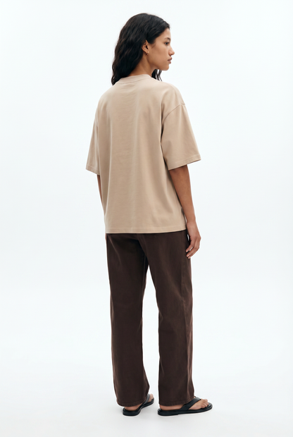 Sand Beige Boxy Fit T-Shirt