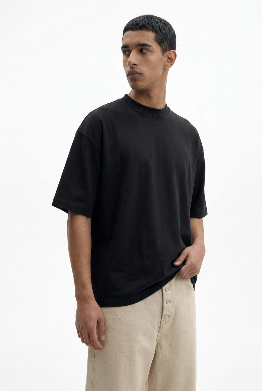 Black Essential Boxy Fit T-Shirt