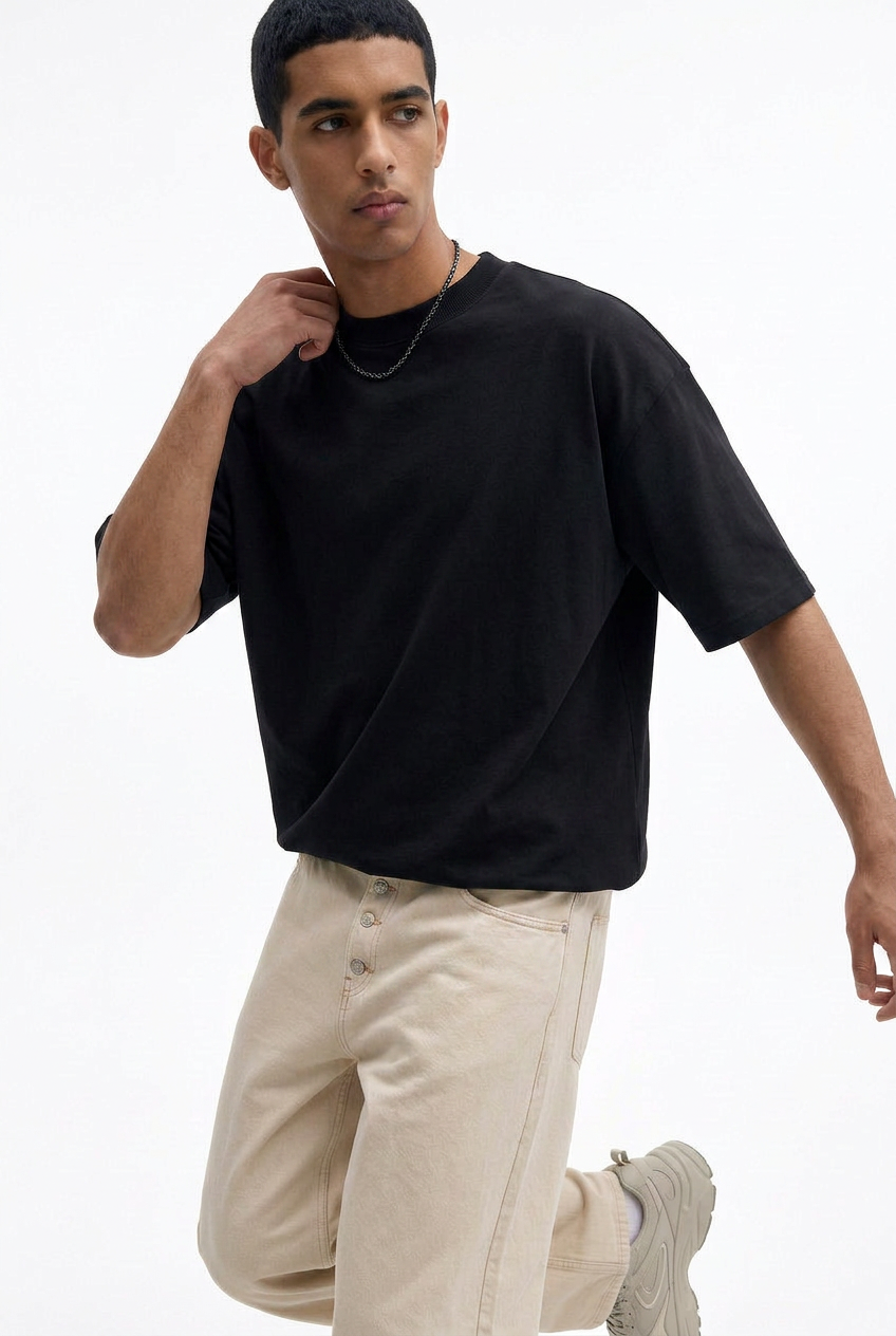 Black Essential Boxy Fit T-Shirt