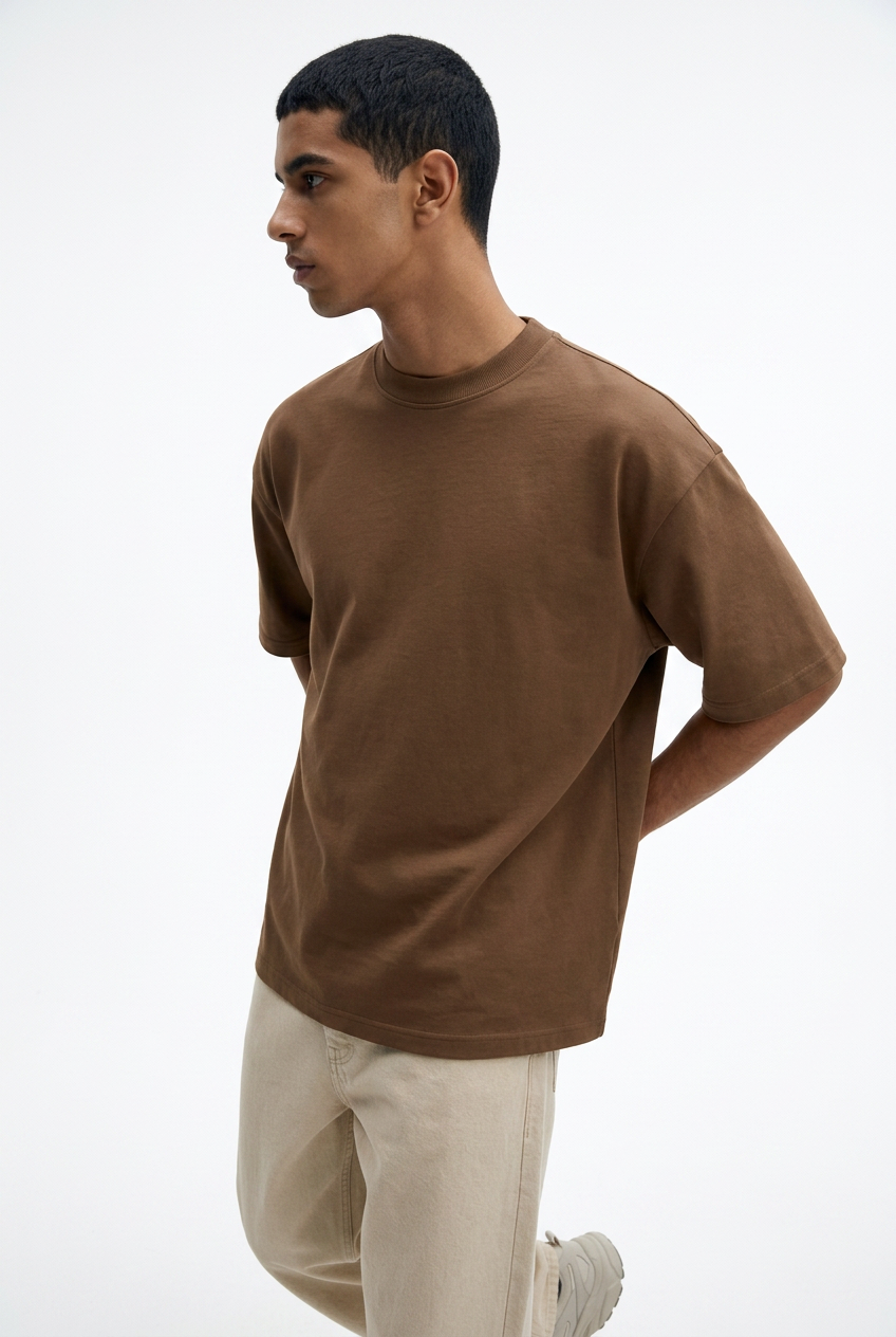 Mocha Brown Boxy Fit T-Shirt