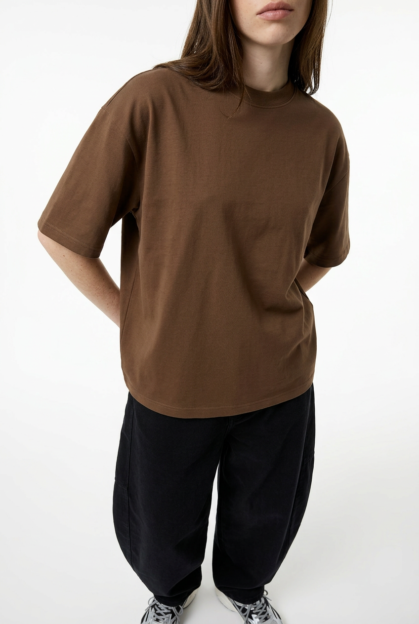 Mocha Brown Boxy Fit T-Shirt